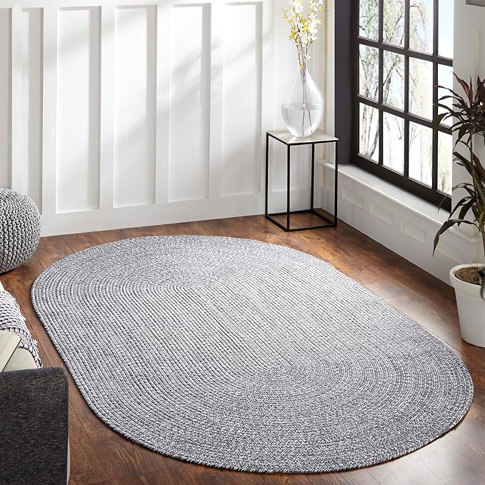 SUPERIOR Indoor/Outdoor Area Rug, Dual-Tone Reversible Braided Floor Decor for Patio, Front Porch, Entryway, Living Room, Office, Nursery, Artistic Home, 4' x 6', Charcoal-White