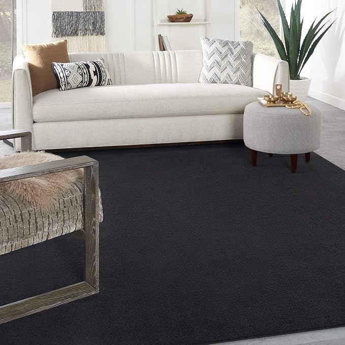 Nourison Home Nourison Essentials Black 8' x 10' Area Rug - Easy Clean, Non Shedding, Bed Room, Living Room, Dining Room, Kitchen (8' x 10')