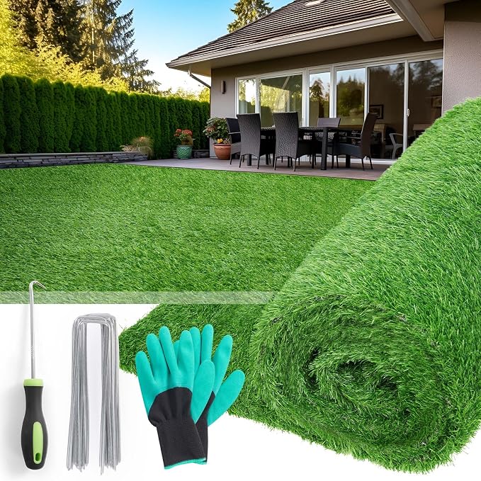 Artificial Grass Outdoor Indoor, 5ft x 10ft Fake Grass Realistic Synthetic Astro Turf Rug with Drainage Holes for Patio Balcony Garden Lawn Landscape Decoration