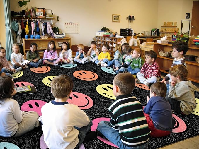 OLEEK Large Classroom Rug Elementary 8x13 - (Washable) Classroom Rugs for Kids Room - Classroom Carpet Elementary - Kids playroom Rug 8 x 13 - Preschool Rugs for Classroom - Schoolgirl Classroom Decor