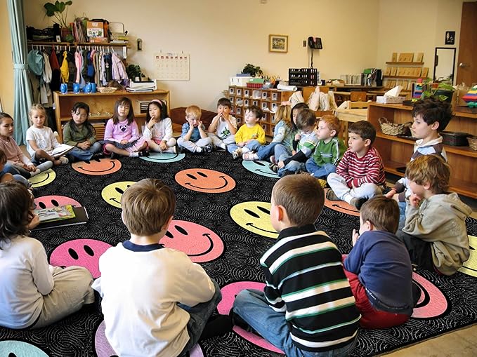 OLEEK Large Classroom Rug Elementary 6x9 - (Washable) Classroom Rugs for Kids Room - Classroom Carpet Elementary - Kids playroom Rug 6 x 9 - Preschool Rugs for Classroom - Schoolgirl Style Classroom