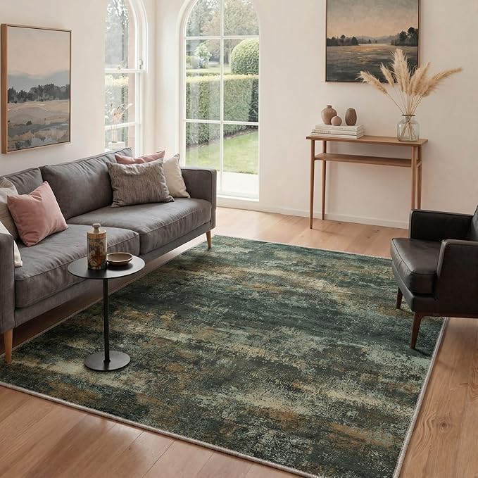 BEIMO Runner Rug for Hallway Kitchen, 2x5 Machine Washable Runners Rug for Entryway, Soft Modern Abstract Throw Rugs, Low Pile Floor Cover with Non Slip Backing, Smoky Sage Green