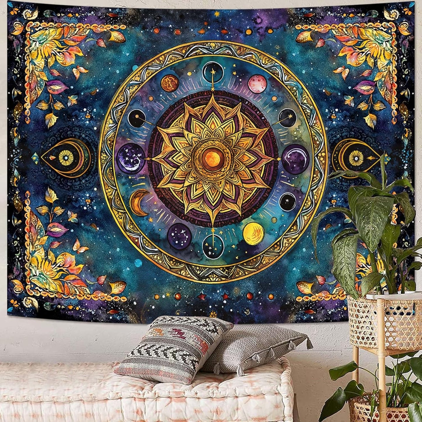 Lunerfex Mandala Solar System Tapestry Boho Tapestry for Bedroom Galaxy Tapestries Wall Hanging Living Room Wall Art and Home Decor 44x60