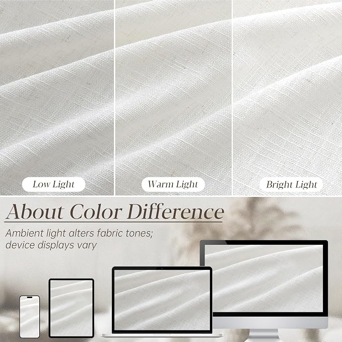 100 Inch Wide Pinch Pleated Linen Curtains 105 Inches Long for Living Room Sliding Glass Door Memory Shape Trained Pleated Drapes Natural Cream Beige Light Filtering Curtains 100W x 105L