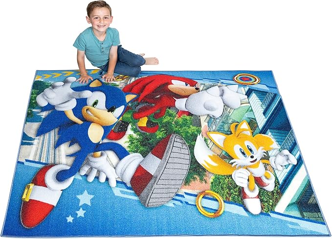 Franco Kids Room Non Slip Area Rug, 69 in x 52 in, Sonic The Hedgehog