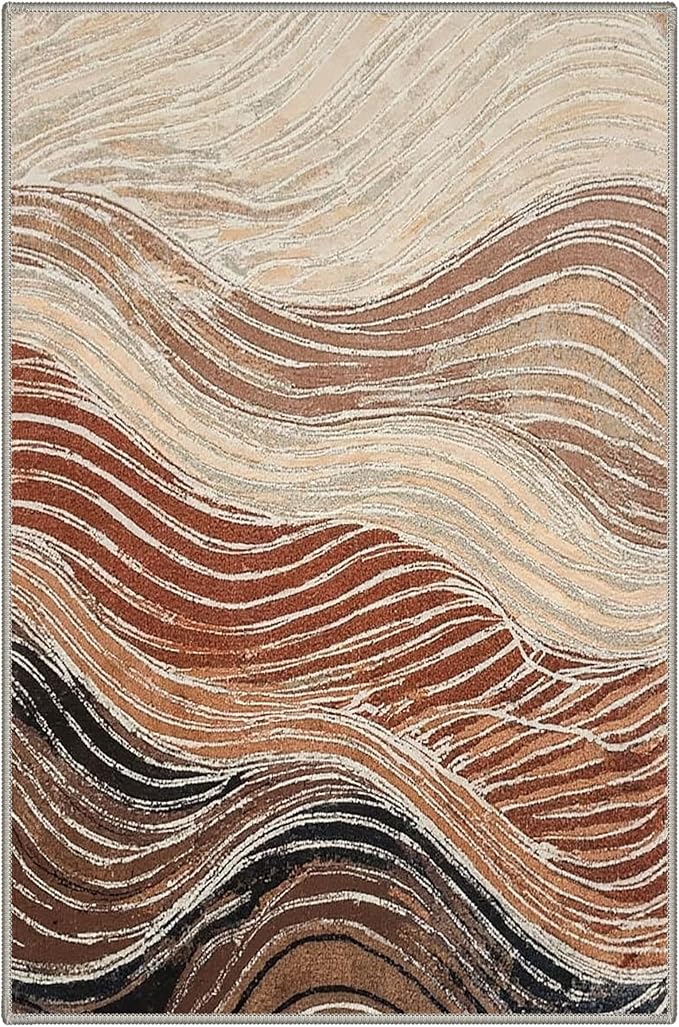 BEIMO 2x3 Rugs for Entryway Entrance Kitchen Bathroom, Machine Washable Rug Modern Abstract Soft Area Rug, Low Pile Indoor Floor Carpet with Non Slip Backing, Caramel Sand
