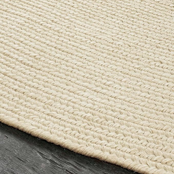Superior Indoor Outdoor Area Rug, Handwoven Reversible Braided Home Decor for Living Room, Kitchen, Entryway, Patio, Front Porch, Deck, Modern, Boho, Farmhouse Style, 3' x 5', Cream