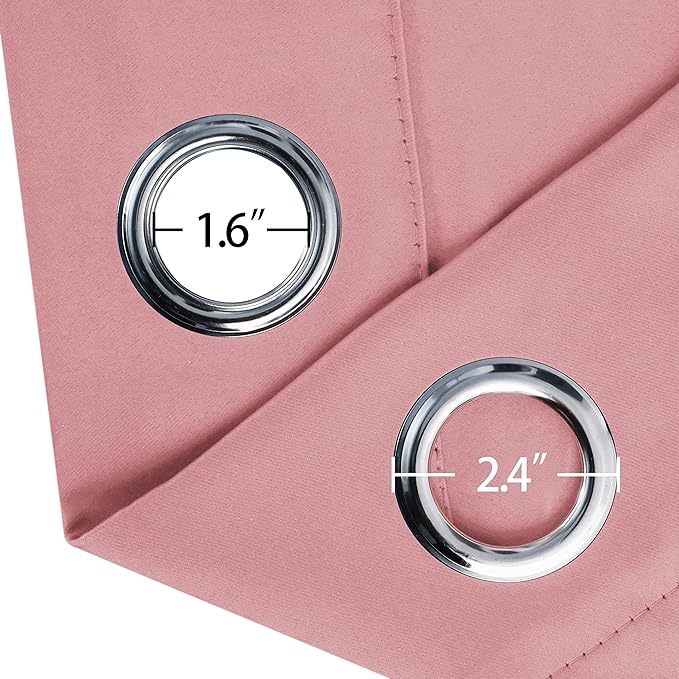 LEMOMO Pink Blackout Curtains 66 x 63 Inch Length/Set of 2 Curtain Panels/Thermal Insulated Room Darkening Blackout Curtains for Bedroom