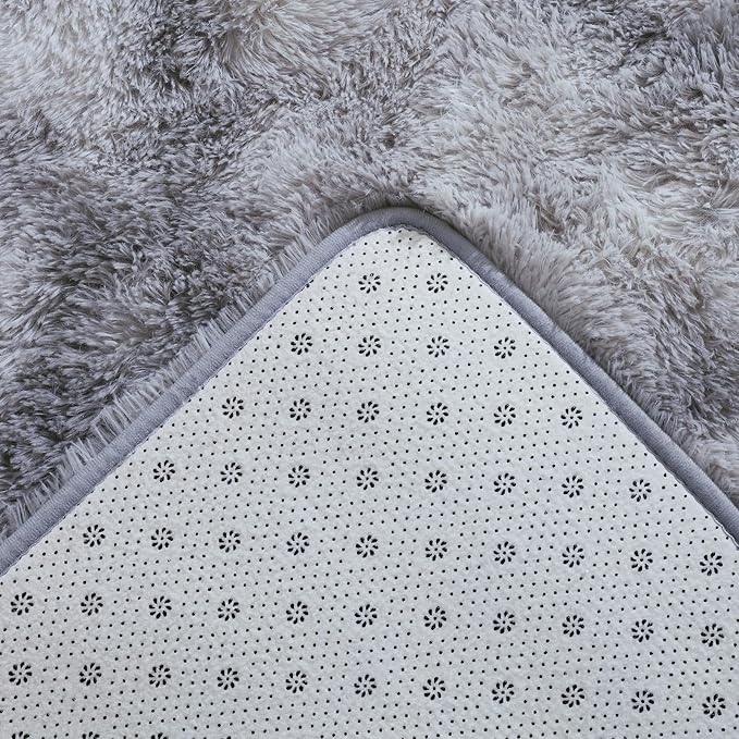 AROGAN 2x4 Feet Soft Runner Rugs for Bedroom Plush Fluffy Rug, Shag Furry Area Rug Carpet Non Shedding for Nursery Children Kids Girls Room Home Hallways Decorative, Grey and White