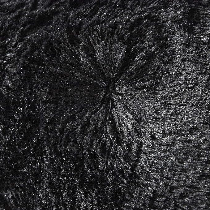 Faux Fur Velvet Fluffy Bedding Duvet Cover Set Down Comforter Quilt Cover with Pillow Sham, Ultra Soft Warm (Black, Twin)
