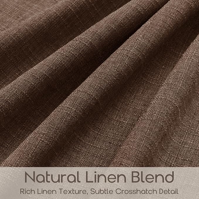 Dark Brown Linen Curtains 96 Inches Long Pinch Pleated Chocolate Brown Vintage Memory Shaped Privacy Drapes with Back Tab Rings Retro Curtains for Living Room Bedroom 96 Inch Length 2 Panels