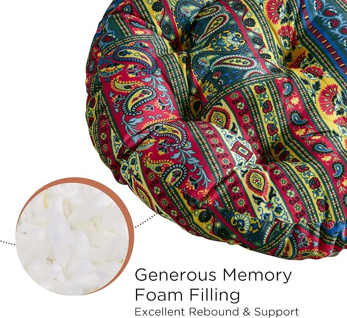 Codi Meditation Floor Pillow, Boho Pillows Seating for Adults and Teens, Large Cushion for Yoga Living Room Tatami Sitting, Memory Foam Added, 22x22 Inch Pack of 2, Round - Multi Blaidiere