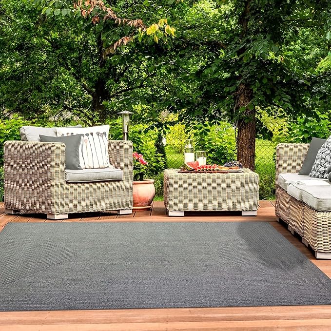 Superior Indoor/ Outdoor Large Area Rug, Reversible Braided Home Floor Decor for Living Room, Kitchen, Entryway, Patio, Front Porch, Deck, Modern, Boho, Farmhouse Style, 3' x 5', Fog Green
