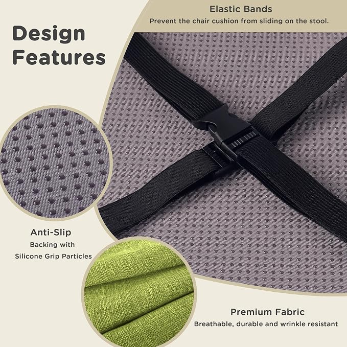 AddGrace Round Bar Stool Cushions 4 Pack Bar Stool Seat Cushion Non Slip Round Chair Pads with Removable and Washable Cover 12x12 Inch Green