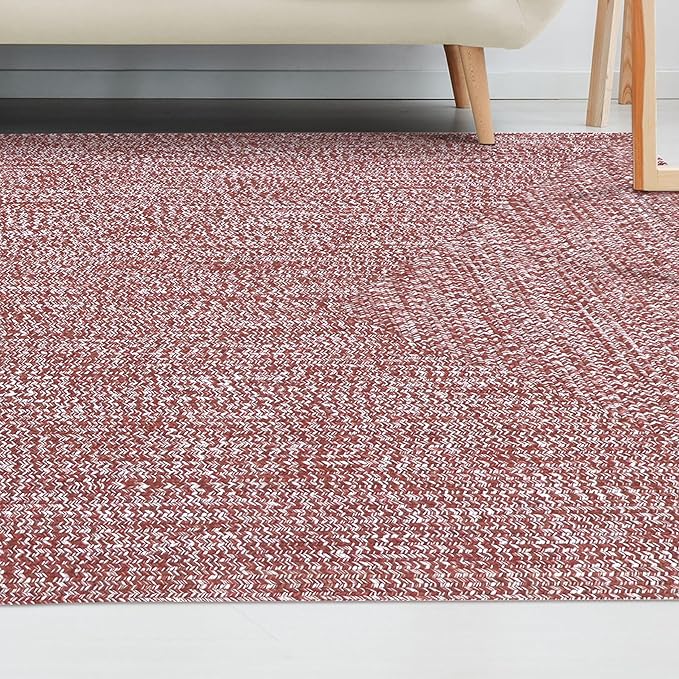 Superior Large Indoor/Outdoor Area Rug, Multi-Tone Reversible Braided Floor Decor for Patio, Front Porch, Entryway, Living Room, Office, Nursery, Artistic Home, 3' x 5', Brick-White