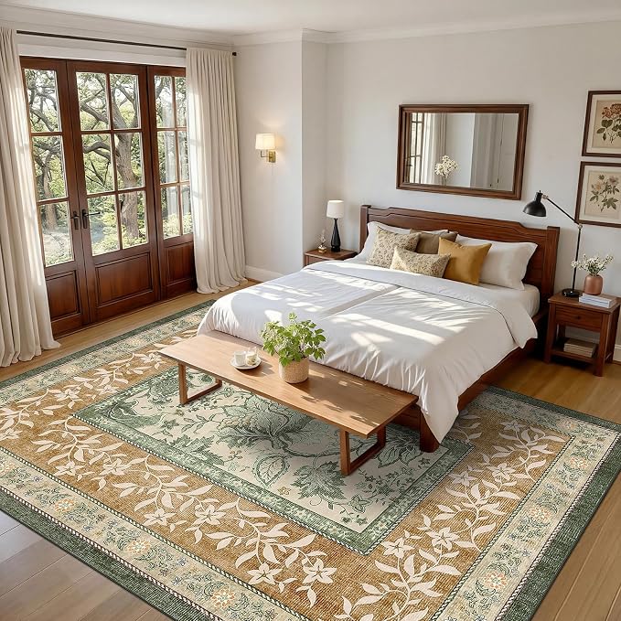 GarveeHome Leaves Floral Area Rug