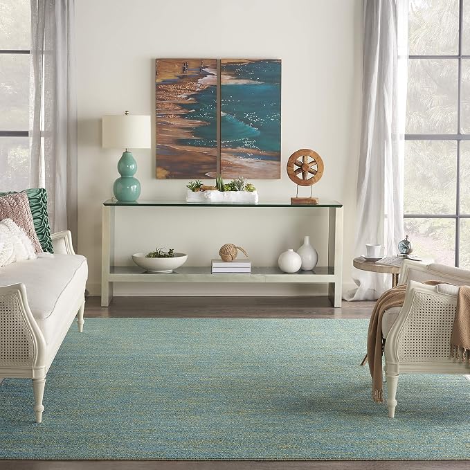 Nourison Home Nourison Essentials Blue Green 8' x 10' Area Rug - Easy Clean, Non Shedding, Bed Room, Living Room, Dining Room, Kitchen (8' x 10')