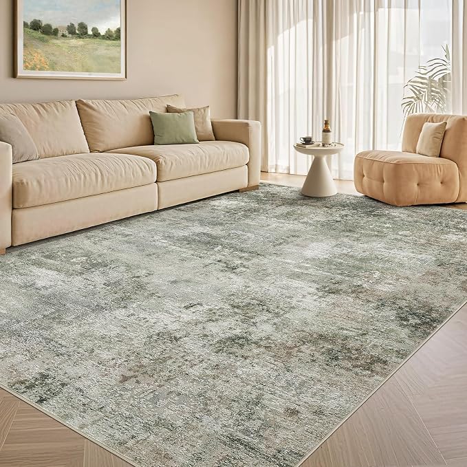 Tortania Area Rug Living Room Rugs - 5x7 Washable Large Soft Neutral Boho Moroccan Bohemian Farmhouse Rug Indoor Floor Carpet for Bedroom Under Dining Table Home Office Decor - Olive Brown