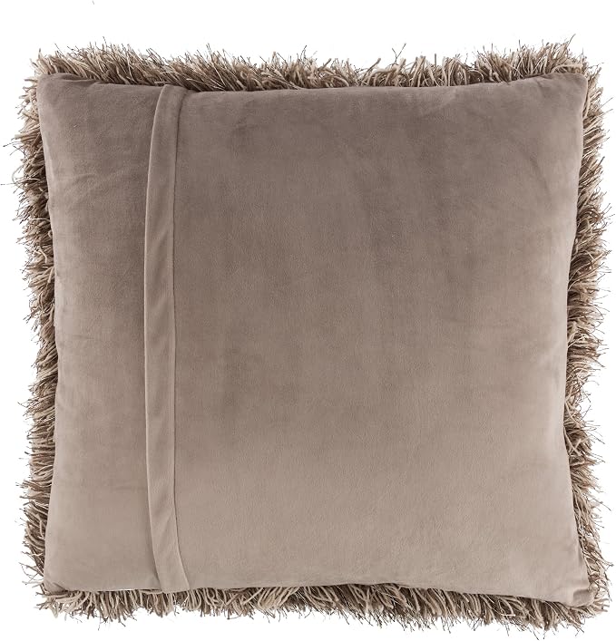 Bedford Home Oversized Floor or Throw Pillow Square Luxury Plush– Shag Faux Fur Glam Decor Cushion for Bedroom Living Room or Dorm (Mocha)