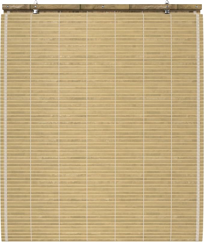 Red Lantern Burnt Bamboo Cordless Window Shade - Natural, 24" Wide