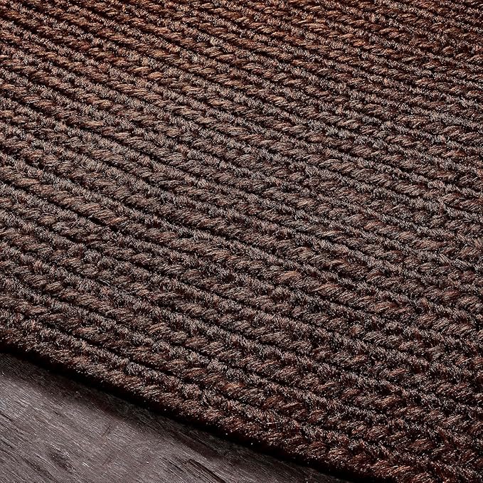Superior Indoor Outdoor Area Rug, Handwoven Reversible Braided Home Decor for Living Room, Kitchen, Dining Room Floors, Patio, Front Porch, Deck, Modern, Boho, Farmhouse Style, 8' x 10' Oval, Cocoa