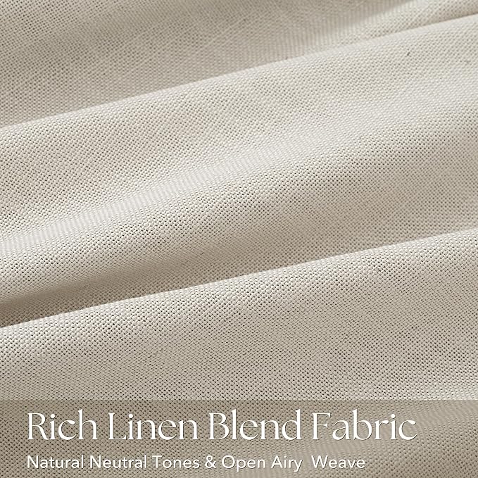 Beige Linen Curtains 100 inch Long 2 Panels for Living Room Light Filtering Semi Sheer Pinch Pleat Curtain 100 Length Memory Trained Boho FarmhouseNeutral Earthy Thick Flax Linen Drapes Apricot