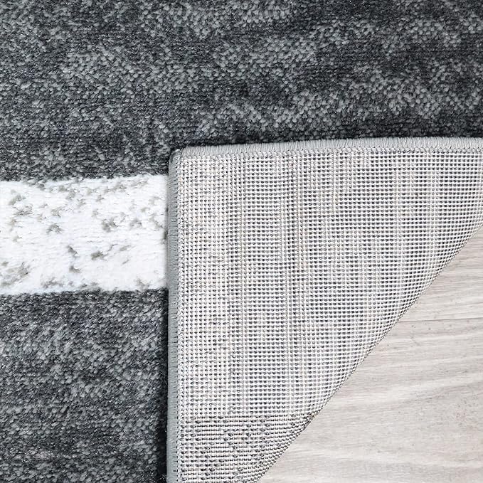 Superior Indoor Area Rug, Jute Backed, Modern Geometric Patchwork Floor Decor for Bedroom, Office, Living Room, Entryway, Hardwood Floors, Rockwood Collection, 8' x 10', Charcoal