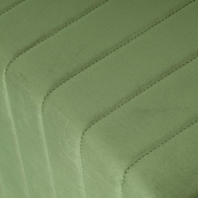 HomePop Modern Channel Tufted Velvet Ottoman|Homepop Home Décor|Ottoman for Living Room & Bedroom - Green
