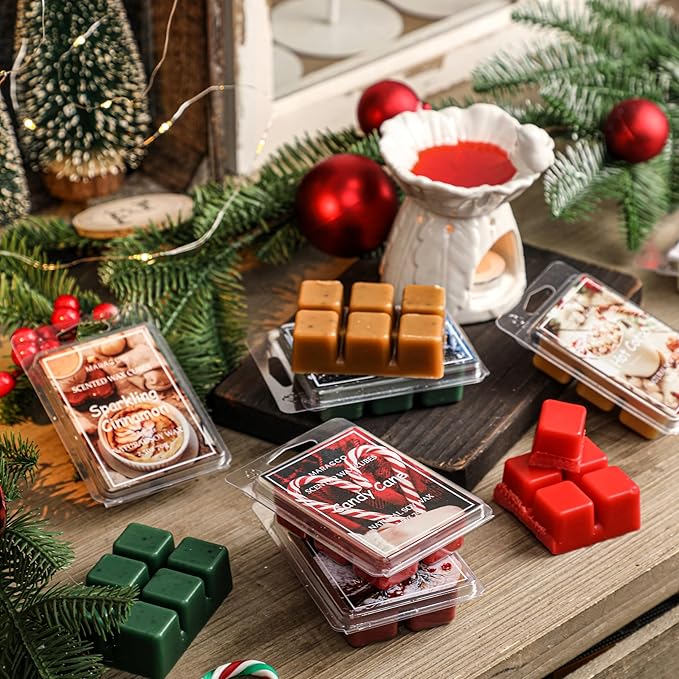 Maracco Christmas Scented Wax Melts, Soy Wax Cubes for Wax Warmer, Wax Melts Wax Cubes Xmas Winter, 6 x2.5oz
