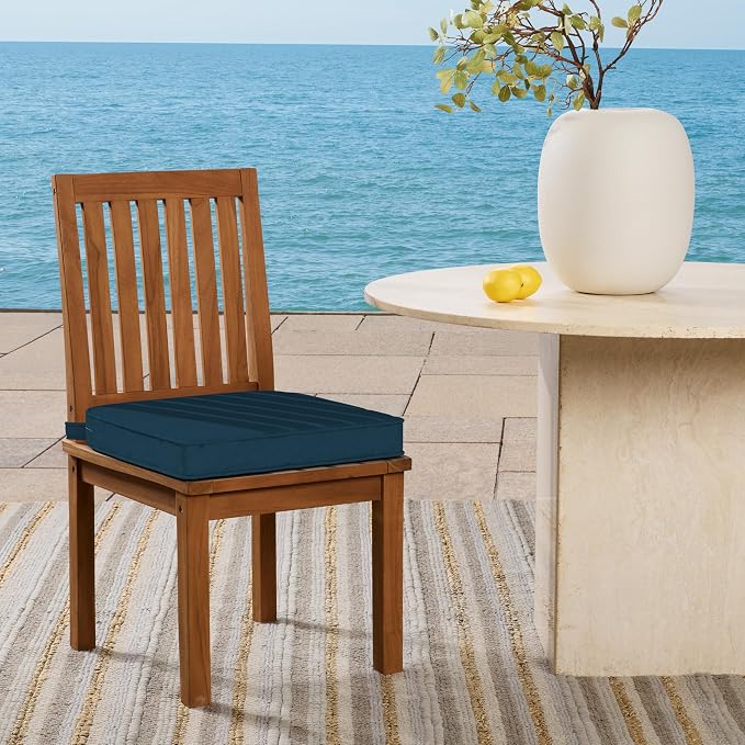 Arden 20x19 Luxury Foam Outdoor Double Welted Round Back Seat Cushion, Made with PROFOAM, Performance Fabric, Rain-Proof, Fade Resistant, Classic Navy Woven Solid
