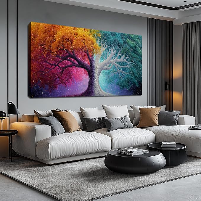 AOZEMI Colorful Wall Decor Tree Wall Art Canvas Large Pictures Art for Living Room Bedroom Bathroom Office Modern Artwork 29"x 59"
