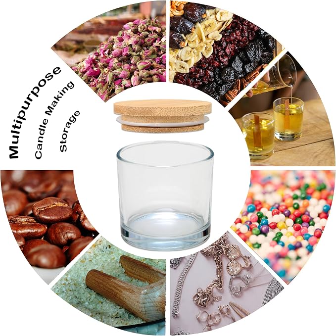 MILIVIXAY 20 Pack 4 OZ Clear Glass Candle Jars with Lids and Candle Making Kits - Bulk Small Empty Candle Jars for Making Candles - Spice, Powder Containers.