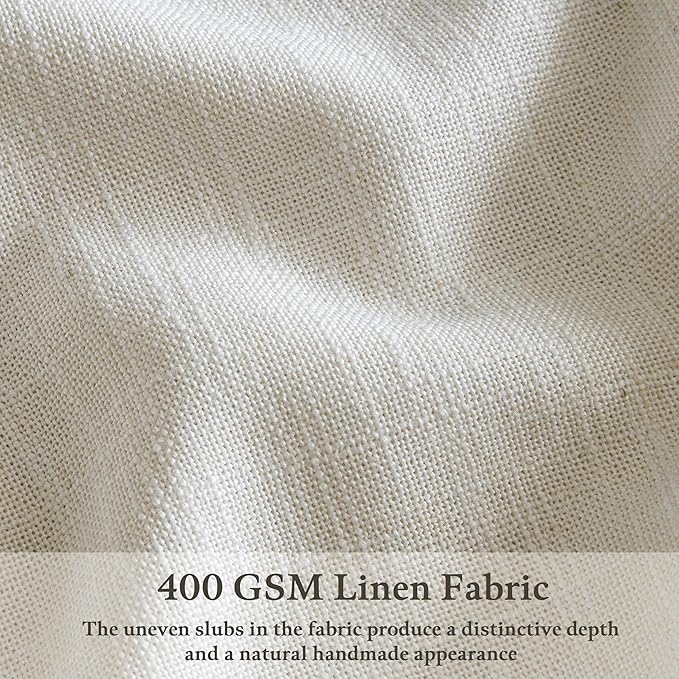 132 Inch Pinch Pleat Linen Curtains 2 Panels Set for High Ceiling Living Dining Room Semi Sheer Linen Boho Farmhouse Neutral Cream Ivory Natural Curtains 132 Inches Long for 2 Story Window 50x132