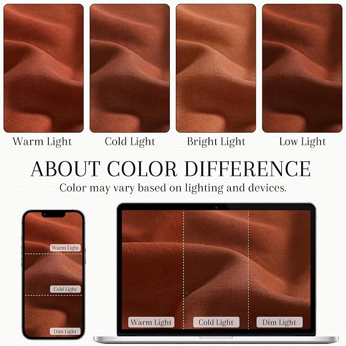 Terracotta Linen Kitchen Curtains 36 Inch Length 2 Pack Light Filtering Semi Industrial Style Transparent Linen Blend Short Drapes Back Tab Rod Pocket for Small Windows Cafe Bathroom Garage 26Wx36L