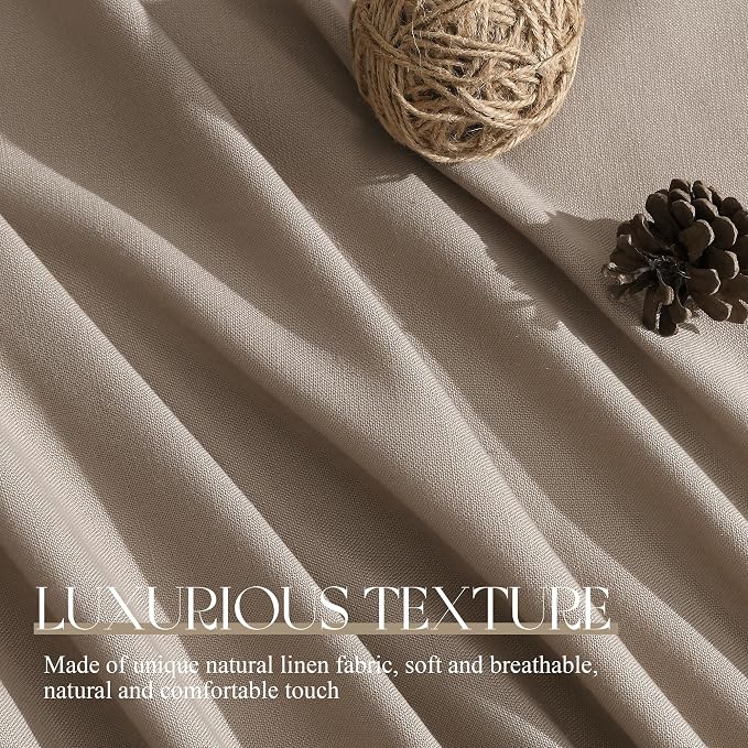 Jowels Dark Taupe Linen Curtains 90 Inch Long 2 Panels for Living Room | Light Filtering Semi Sheer Curtain, Back Tab Pocket Pleated Look, Boho Farmhouse Textured Privacy Drapes for Bedroom Window