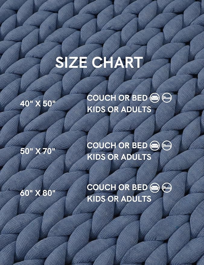 YnM Chunky Throw Blanket, Medium-Weight, Hand Knitted, Skin Friendly, Ventilated and Breathable, Machine Washable, Home Décor Piece for Couch, Sofa and Bed (Cerulean Blue, 60x80 Inch)