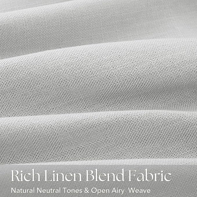 Grey Pinch Pleated Linen Curtains 45 Inch Length 2 Panels for Living Room Bedroom Textured Grey Semi Sheer Drapes Pinch Pleat Rings Window Curtain 40x45