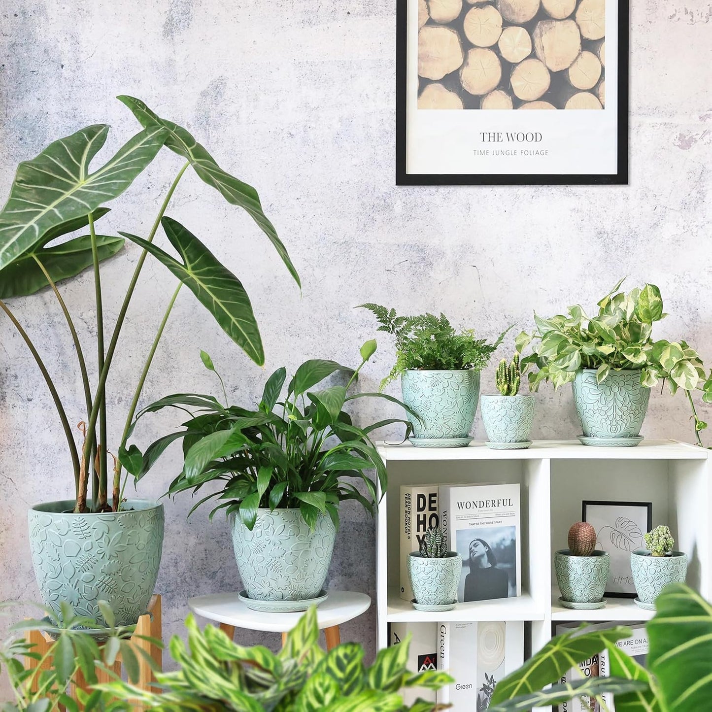 Succulent Planter for Indoor Plants, 4 Inch Small Ceramic Plant Pot with Drainage Holes and Saucers, Flower Pots for herb - Set of 4