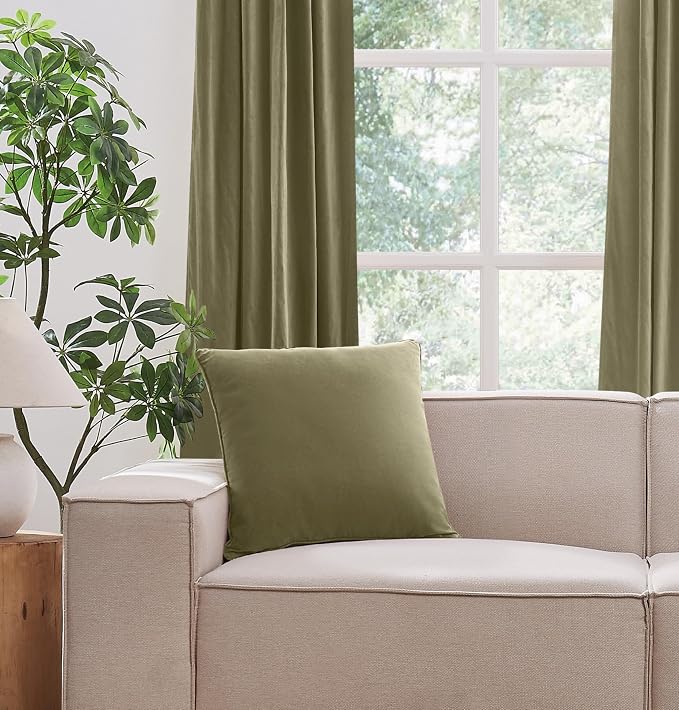 Brooklyn Loom Matte Cotton Velvet 20x20 Green Decorative Pillow