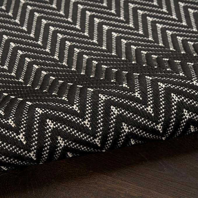 Nourison Home Horizon Indoor/Outdoor Black 8' x 10' Area Rug - Easy Clean, Non Shedding, Bed Room, Living Room, Dining Room, Kitchen (8' x 10')