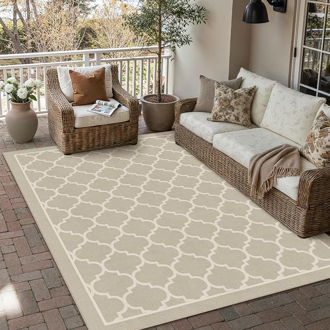 PureCozy Beige 5x7 Area Rug for Living Room Machine Washable Large Rug Non-Slip Soft Low Pile Carpet Modern Stain Resistant Indoor Office Throw Rug for Bedroom Dining Room