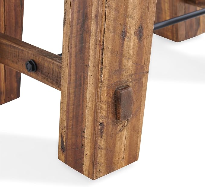 Alaterre Furniture Durango Solid Wood Side Table with Metal Accent, 27-Inch | Rustic Industrial Nightstand and End Tables, Storage Shelf, Metal Accent, Natural Grain, for Living Room, Bedroom, or Office