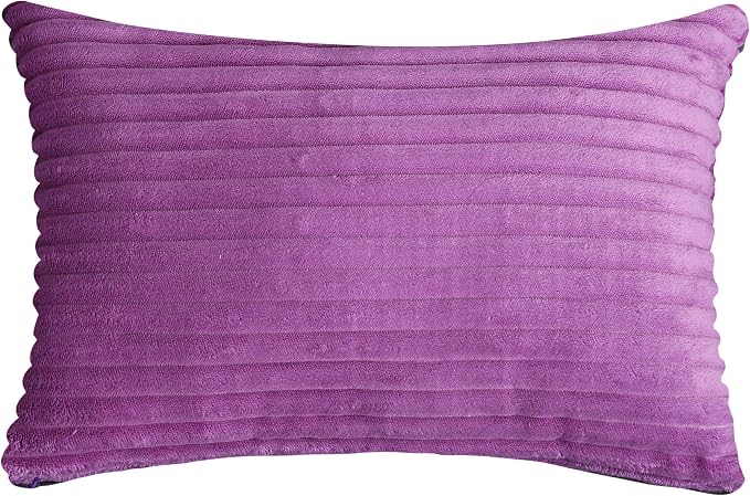 TangDepot Velvet Big Corduroy Pillow Covers 12x18 Light Purple 2-Pack | Soft wide-stripe corduroy pillow cover, hidden zipper, machine washable, easy refresh, for bedroom living room indoor outdoor