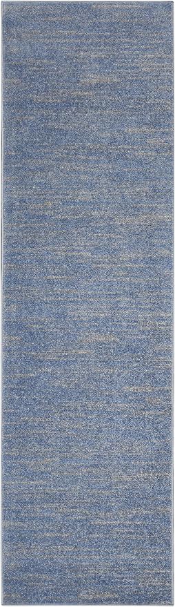 Nourison Home Nourison Essentials Blue Grey 2'2" x 10' Area Rug - Easy Clean, Non Shedding, Bed Room, Living Room, Dining Room, Kitchen (10' Runner)