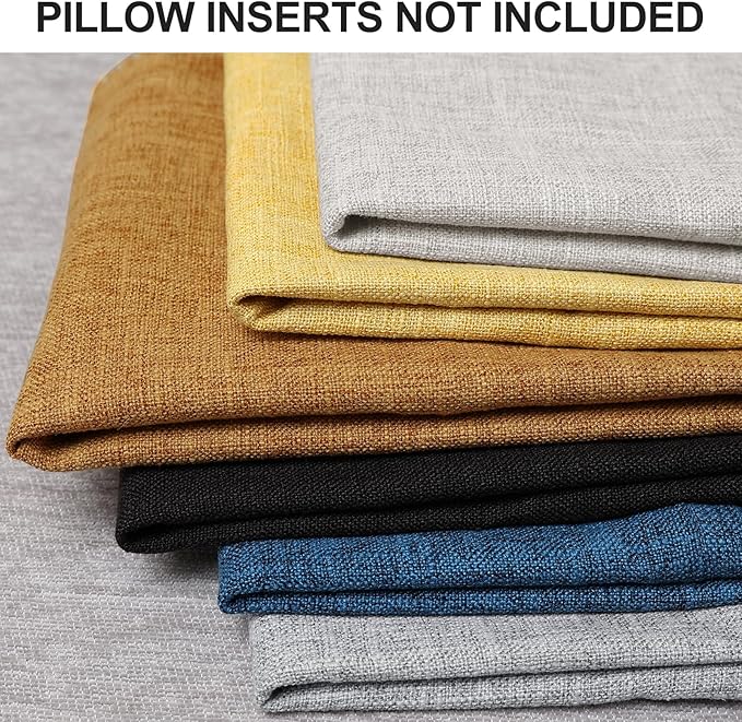decorUhome Summer Decorative Throw Pillow Covers 22x22 Set of 2 Square Faux Linen Outdoor Neutral Farmhouse Euro Sham Pillow Covers with Stitched Edge for Couch Sofa Living Room, Bronze Gold