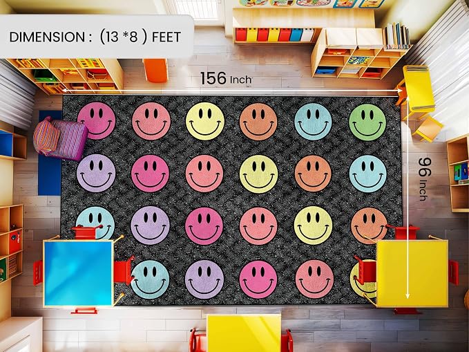 OLEEK Large Classroom Rug Elementary 8x13 - (Washable) Classroom Rugs for Kids Room - Classroom Carpet Elementary - Kids playroom Rug 8 x 13 - Preschool Rugs for Classroom - Schoolgirl Classroom Decor