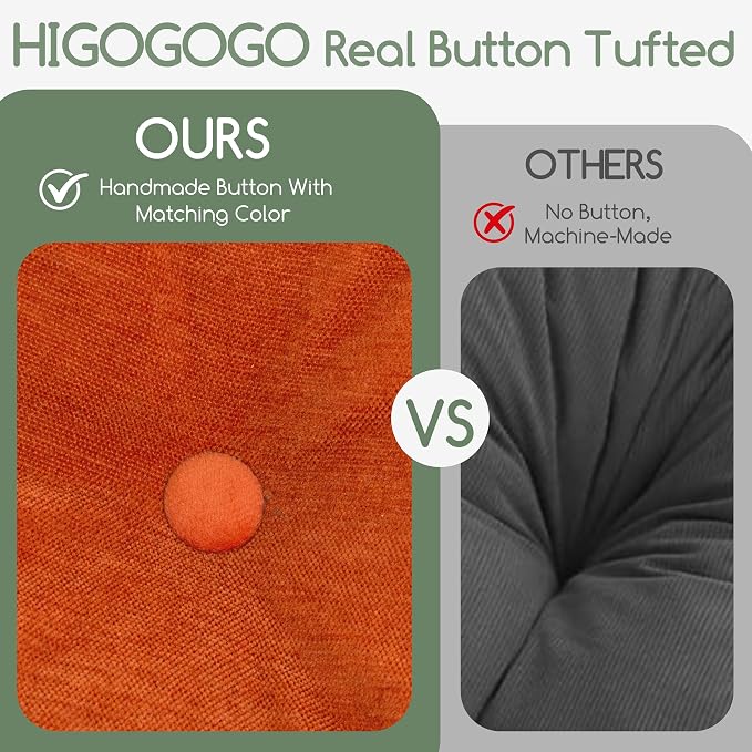 HIGOGOGO Papasan Chair Cushion with Chenille Cover (Without Chair), Soft Supportive Cushion, Orange, 48 x 48 Inch