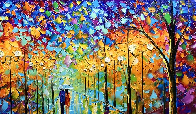 Tyed Art- Large Wall Art,Hand Painted Wall Art Landscape Oil Painting ,Wall Art for Living Room, Bedroom Office Wall Decor, Modern Textured Wall Art, Colorful Abstract Artwork Picture, Modern canvas Wall Art 60 by30 inch