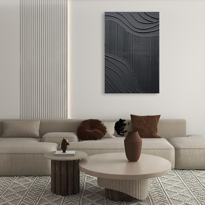 NANKAI Art Pure Black Texture Minimalist Art Oil Painting 36x24 inch Contemporary Art Oil Painting Home Office Wall Decorative Art