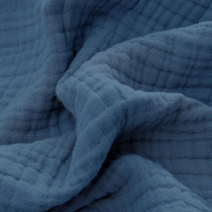 100% Cotton Muslin Throw XL Blanket (50" x 70") – A Luxuriously Soft, 4-Layer Lightweight and Breathable Gauze Blanket, Perfect for Year-Round use on beds, couches (Pacific Blue, Throw XL)
